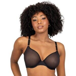 Smart & Sexy Women's Underwire Bra 36DDD Black Hue Sheer Mesh Demi Adjustable